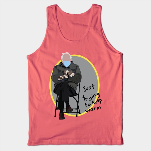 Keep Warm Bernie Sanders Mittens Abstract Ultimate Gray Oval Tank Top by ellenhenryart